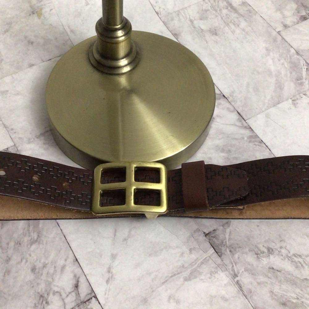 Elegant Brown Belt with Brass Buckle